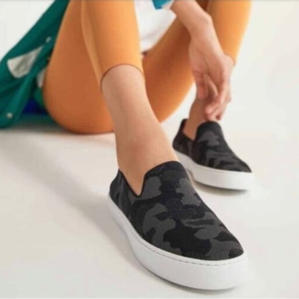 Rothy’s The Original Slip on Sneaker in Camo Grey Black Size 8